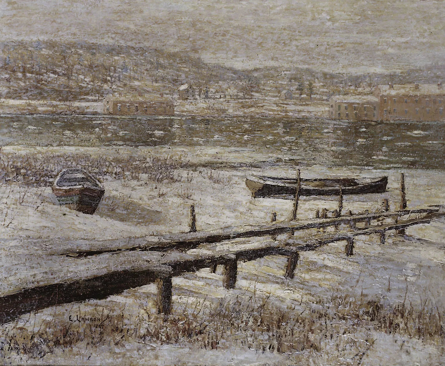 L'hiver sur la rivière - Ernest Lawson image 1 tableau peint à l’huile sur toile