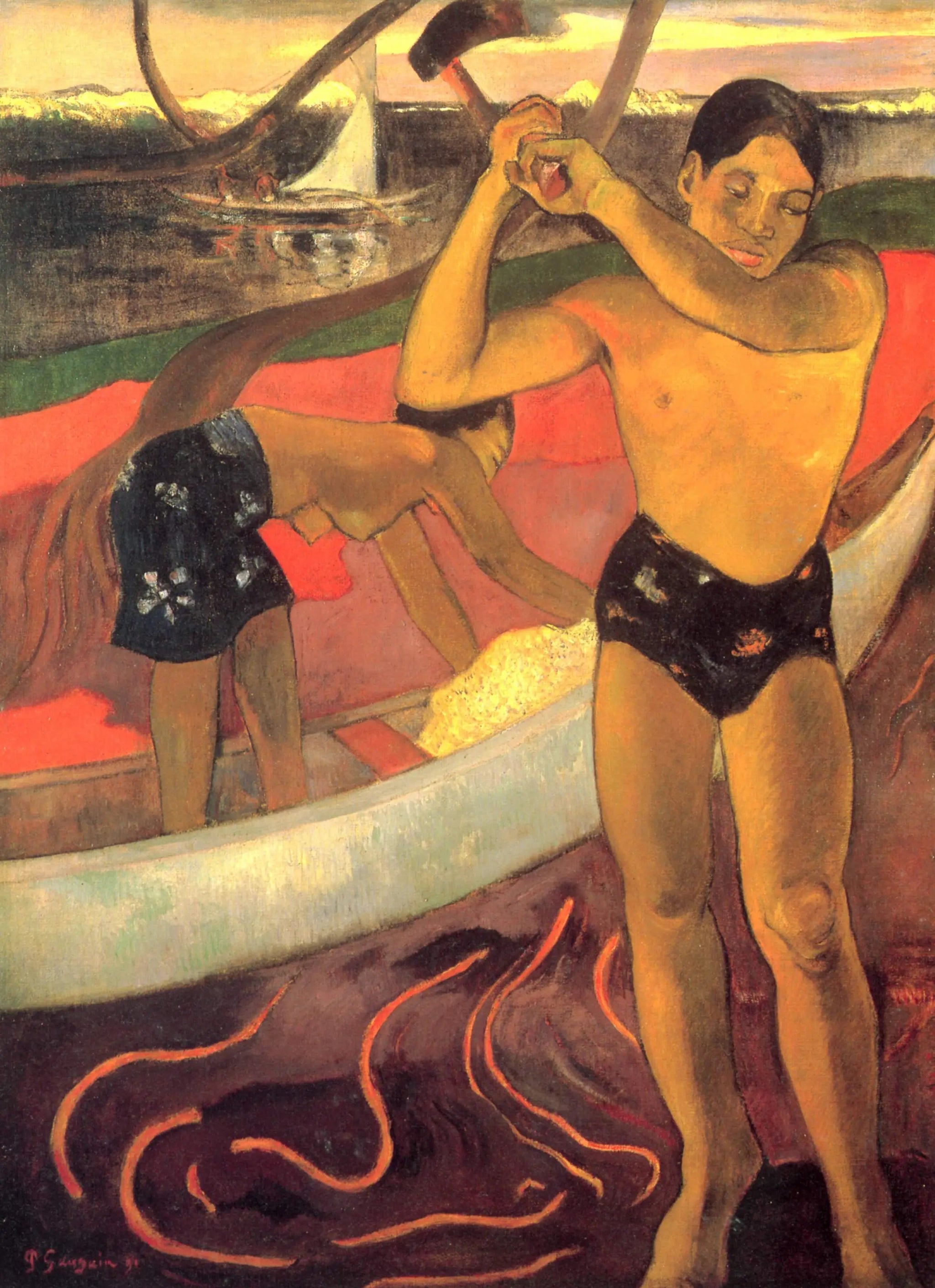 L'Homme à la hache - Paul Gauguin image 1 copie de tableau peinte à la main