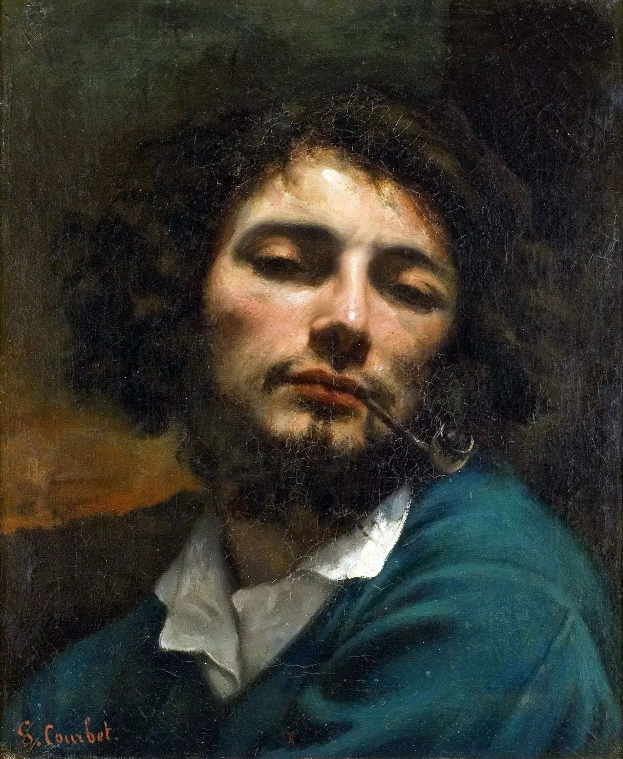L'Homme à la pipe - Gustave Courbet image 1 copie peinte à la main à l’huile