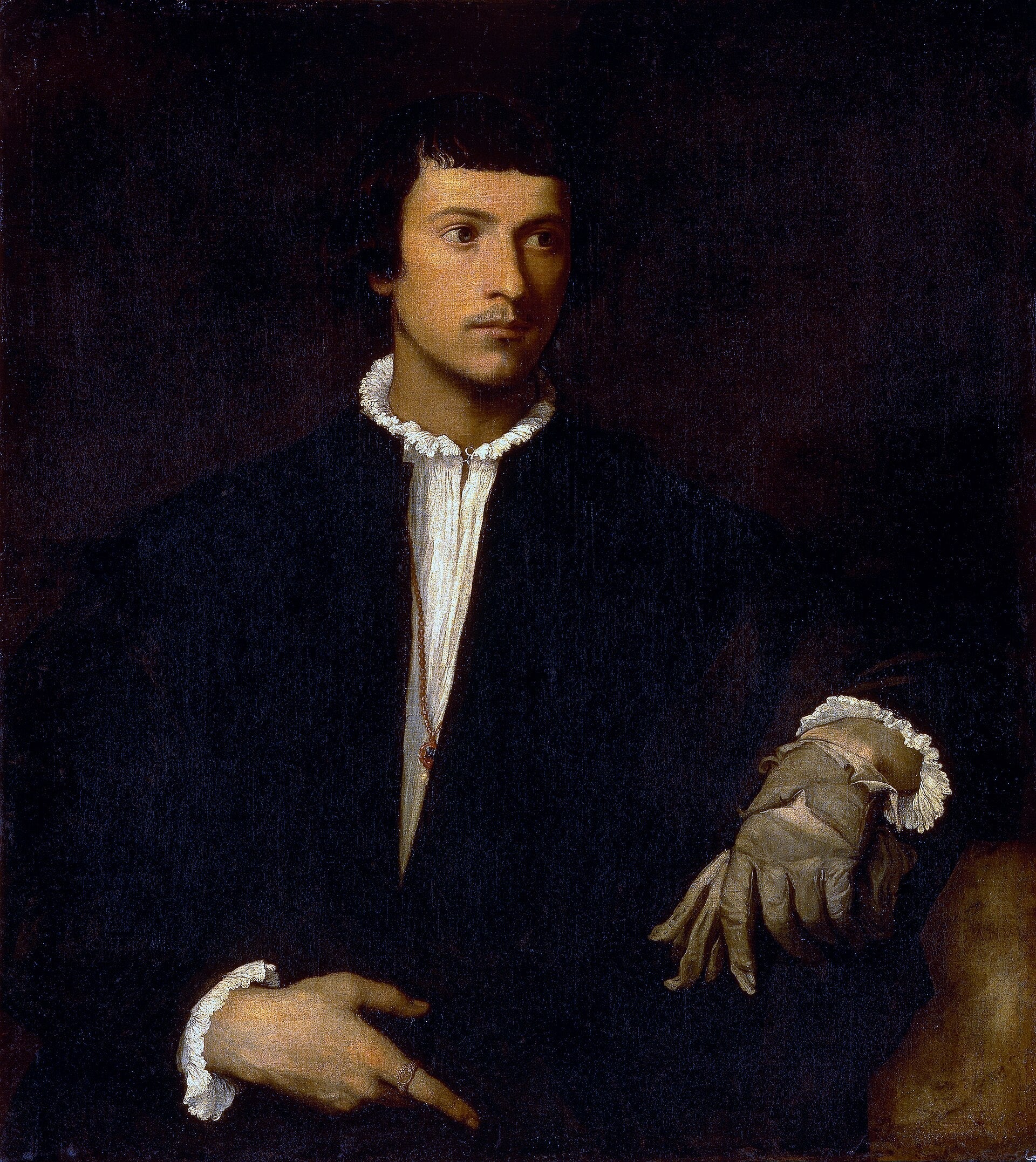 L'Homme au gant - Titien image 1 reproduction de peinture à l’huile