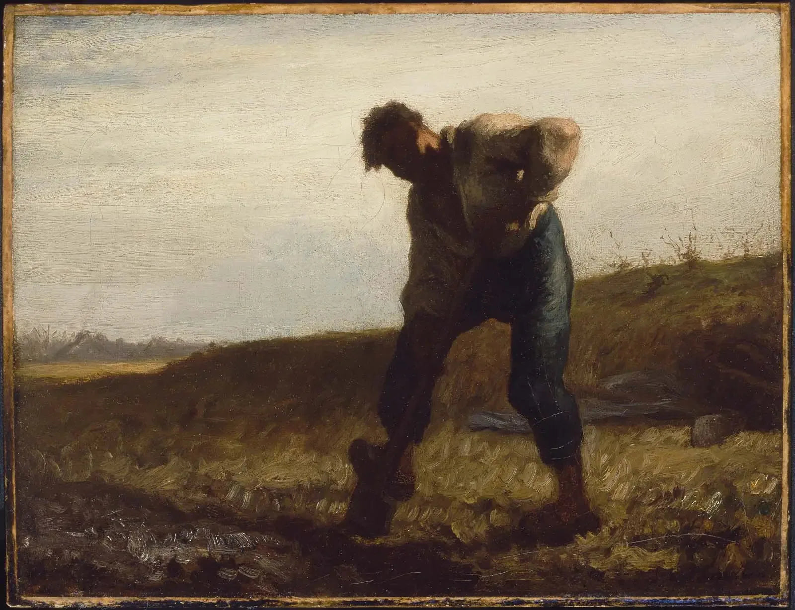 L'homme retourne la terre - Jean-François Millet image 1 tableau peint à l’huile sur toile