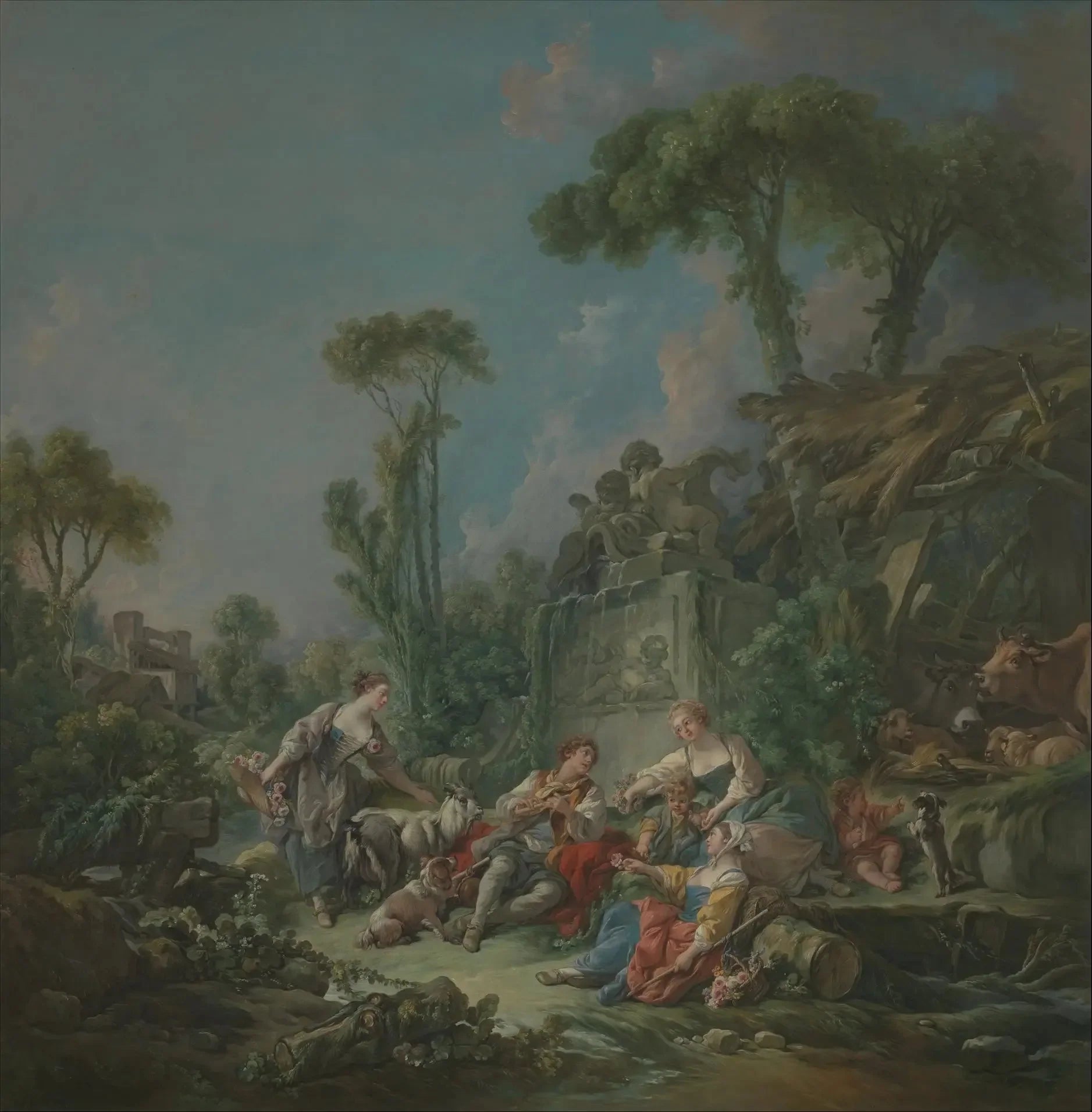 L'idylle du berger - François Boucher image 1 tableau peint à l’huile sur toile