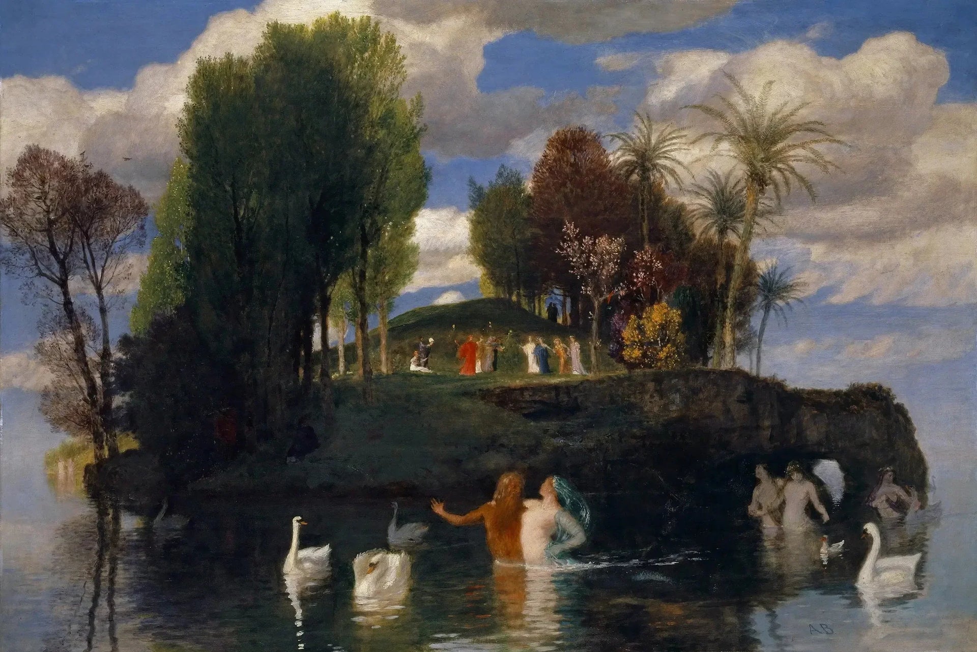 L'île de la vie - Arnold Böcklin image 1 copie peinte à la main à l’huile