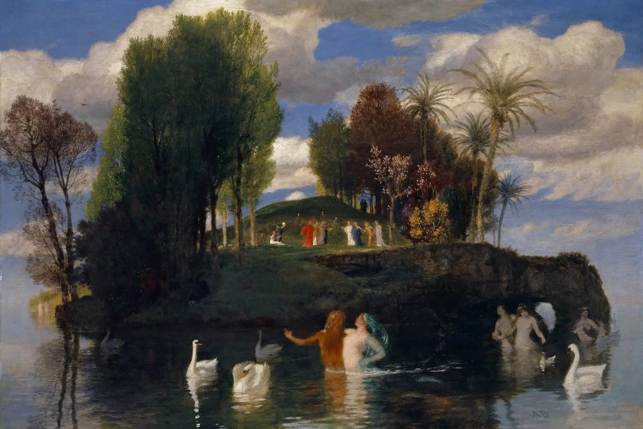 L'île de la vie - Arnold Böcklin image 1 copie peinte à la main à l’huile