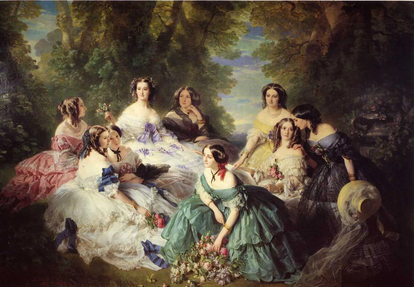 L'impératrice Eugénie entourée de ses dames d'honneur - Franz Xaver Winterhalter image 1 tableau peint à l’huile sur toile
