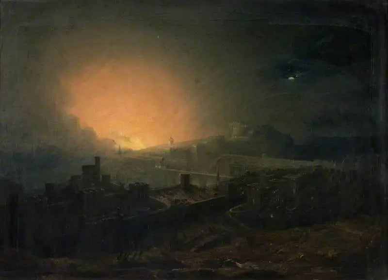 L'incendie d'Édimbourg - John Martin image 1 copie peinte à la main à l’huile