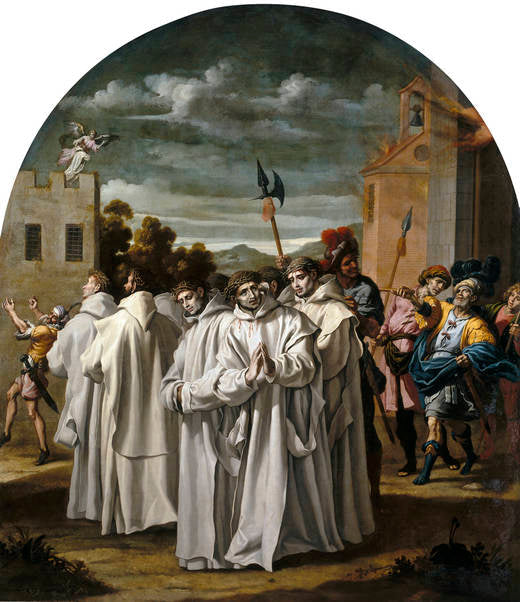 L'incendie de la chartreuse de Prague et la persécution des chartreux - Vincenzo Carducci image 1 copie peinte à la main à l’huile