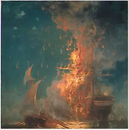 L'incendie du « Philadelphia » - Edward Moran image 1 tableau peint à l’huile sur toile
