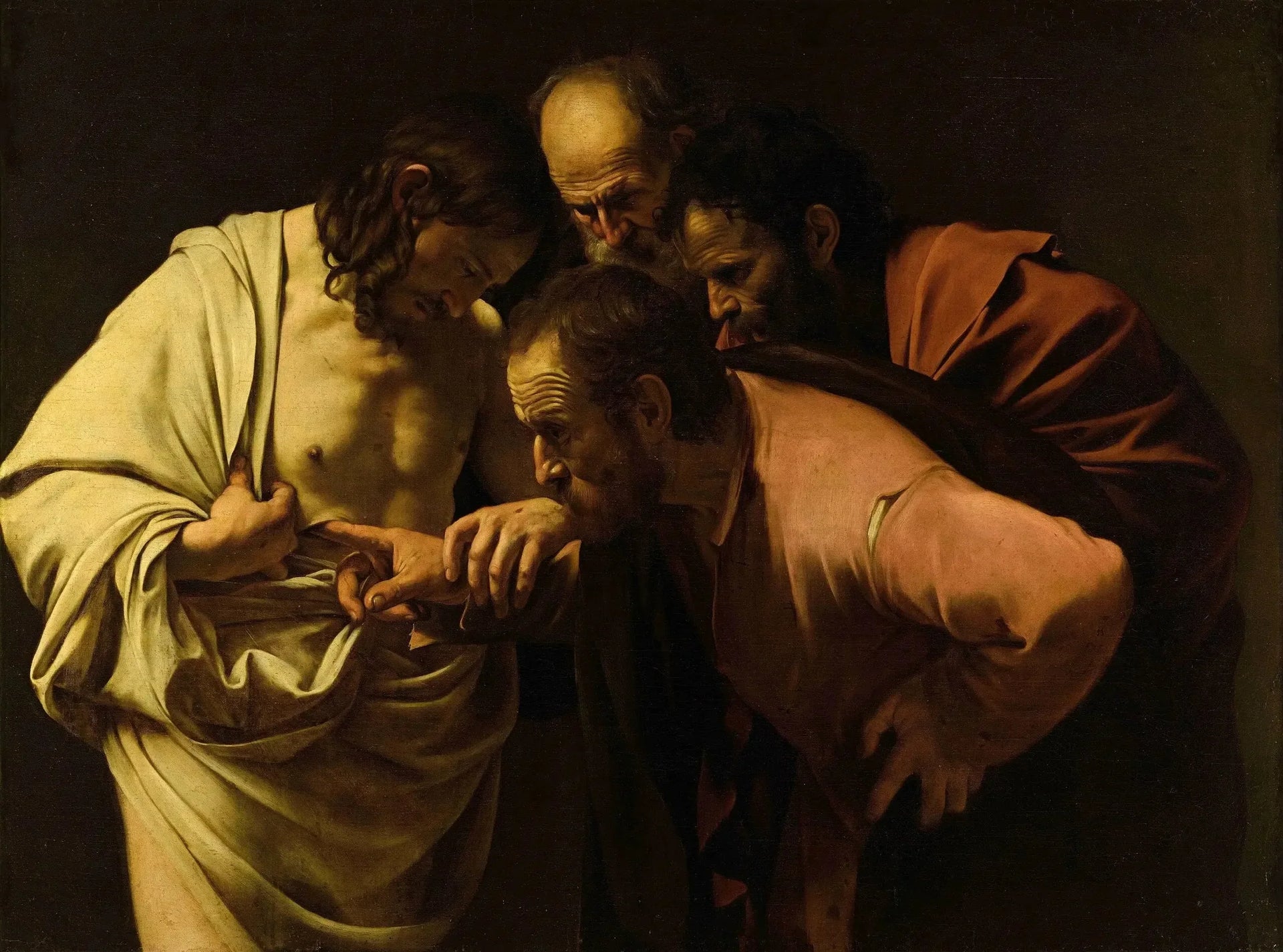 L'Incrédulité de saint Thomas - Le Caravage image 1 reproduction artisanale de tableau