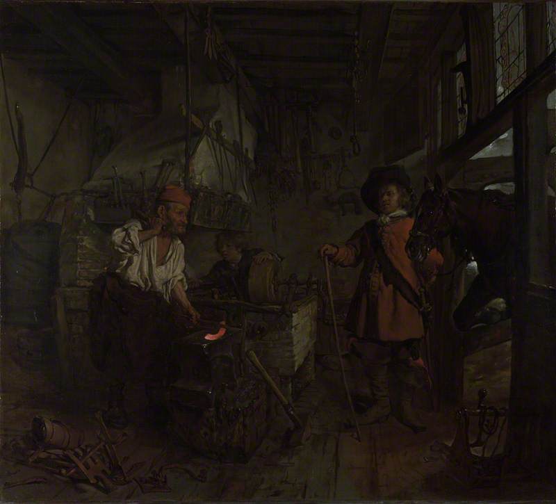 L'intérieur d'une forge - Gabriel Metsu image 1 copie de tableau peinte à la main