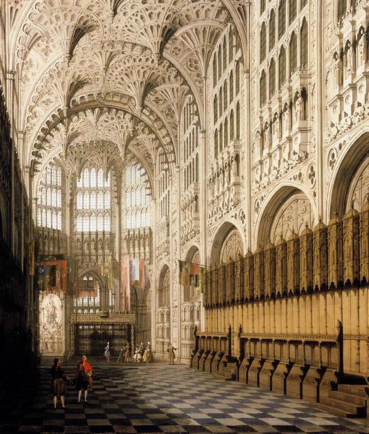 L'Intérieur de la chapelle d'Henri VII à l'abbaye de Westminster - Canaletto image 1 reproduction de peinture à l’huile