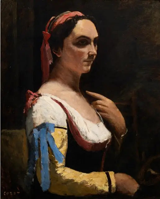 L'Italienne - Jean-Baptiste Camille Corot image 1 reproduction de peinture à l’huile