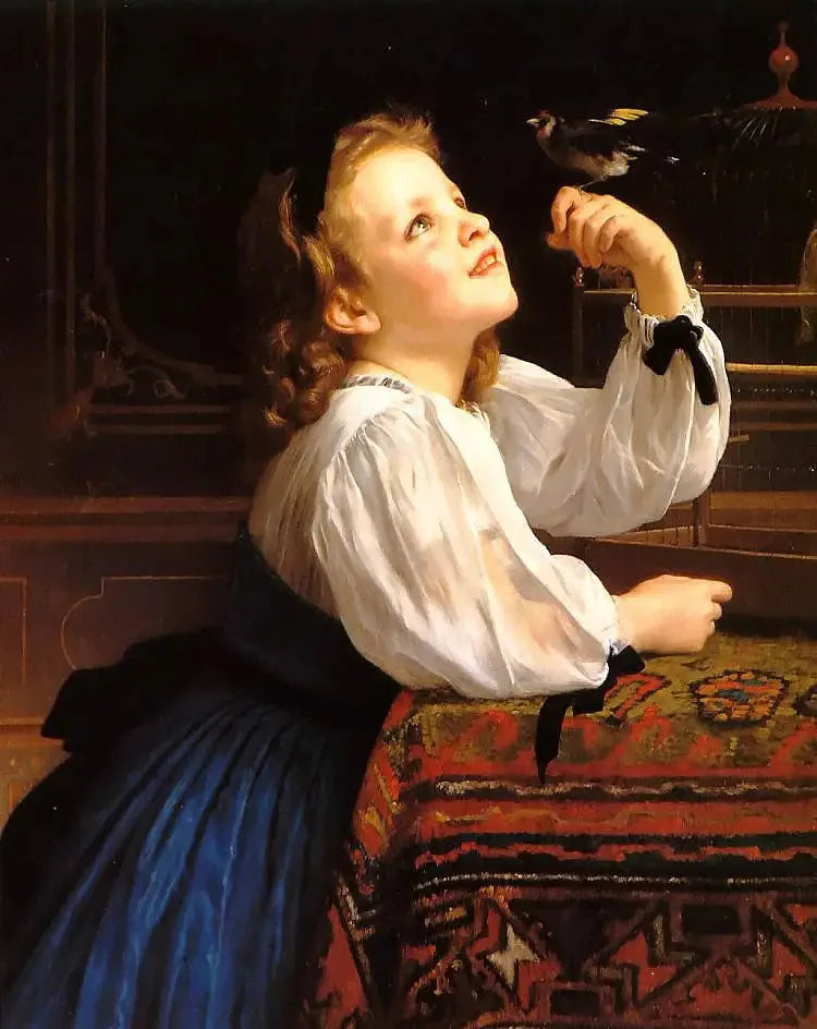 L'Oiseau chéri - Bouguereau image 1 copie de tableau peinte à la main