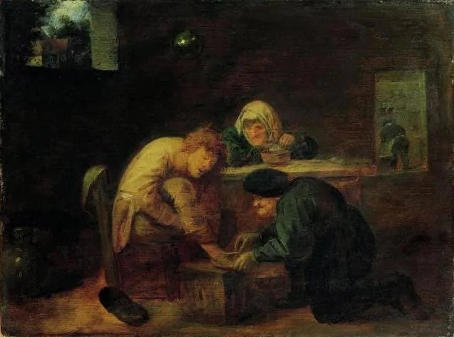 L'opération du pied - Adriaen Brouwer image 1 copie peinte à la main à l’huile