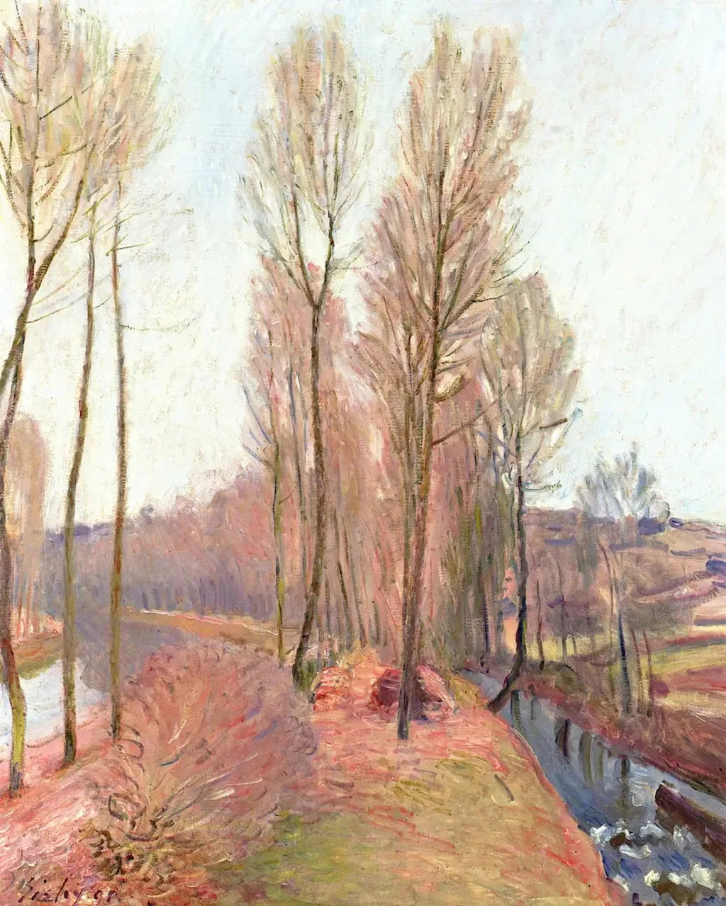 L'Orvanne et le canal du Loing en hiver - Alfred Sisley image 1 copie de tableau peinte à la main