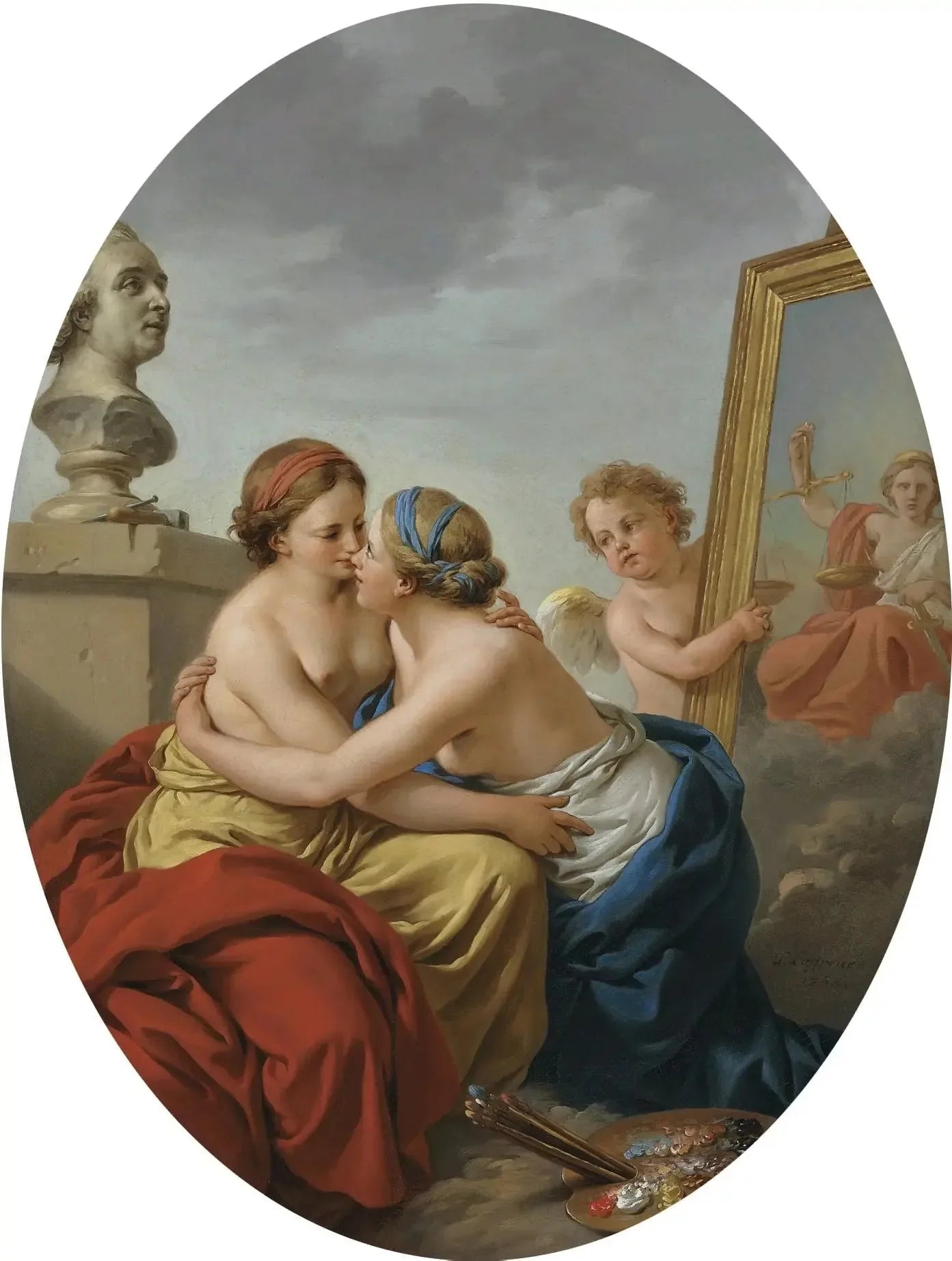L'Union de la Sculpture et de la Peinture - Louis Jean François Lagrenée image 1 reproduction de peinture à l’huile