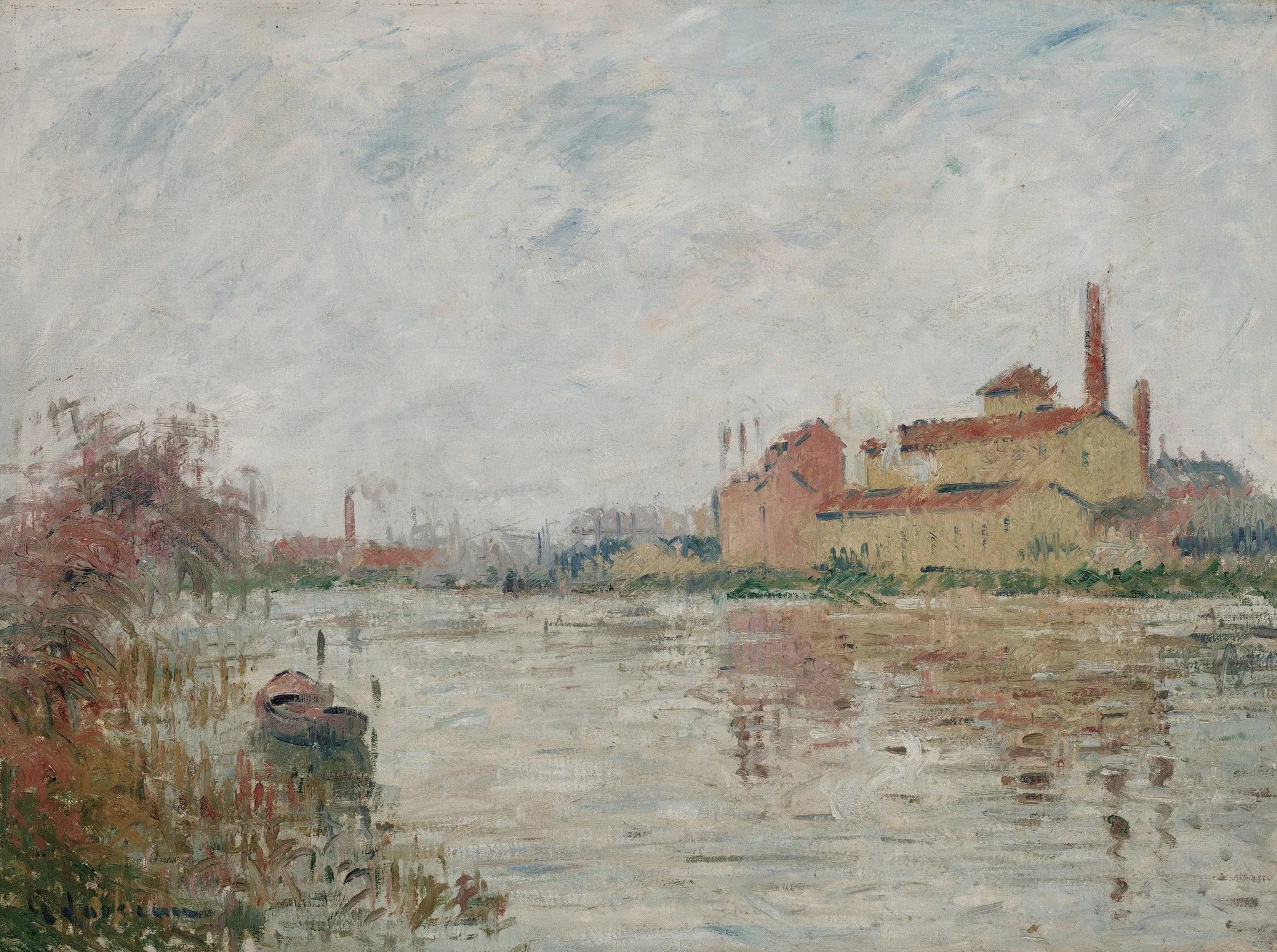 L'usine au bord de la rivière - Gustave Loiseau image 1 tableau peint à l’huile sur toile