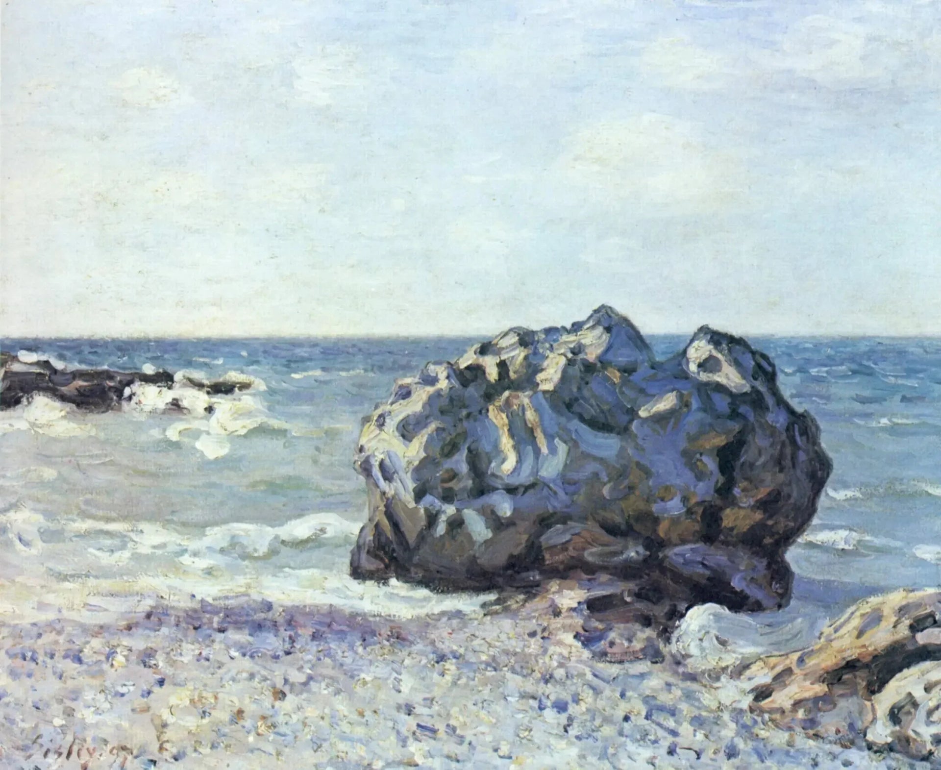 La Baie de Langland, Storr's Rock, Matin - Alfred Sisley image 1 reproduction d’œuvre d’art à l’huile