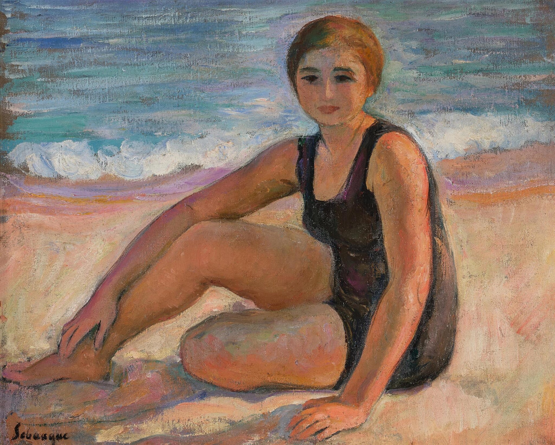 La Baigneuse au maillot noir - Henri Lebasque image 1 reproduction de peinture à l’huile