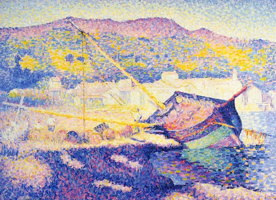 La barque bleue - Henri-Edmond Cross image 1 reproduction de peinture à l’huile