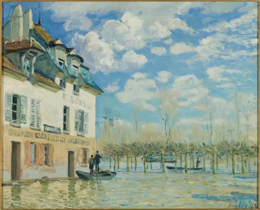 La Barque pendant l'inondation, Port-Marly - Alfred Sisley image 1 reproduction artisanale de tableau