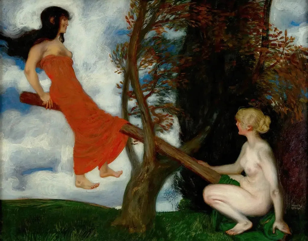 La Bascule - Franz von stuck image 1 copie peinte à la main à l’huile