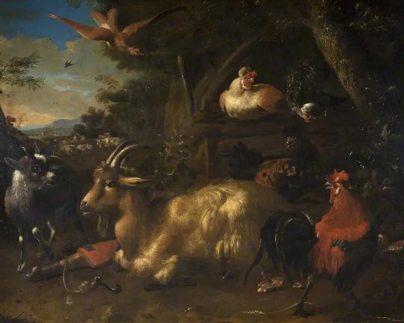 La basse-cour - Melchior de Hondecoeter image 1 reproduction artisanale de tableau