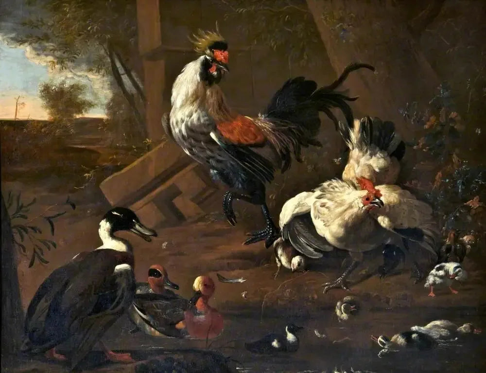 La basse-cour - Melchior de Hondecoeter image 1 reproduction de peinture à l’huile