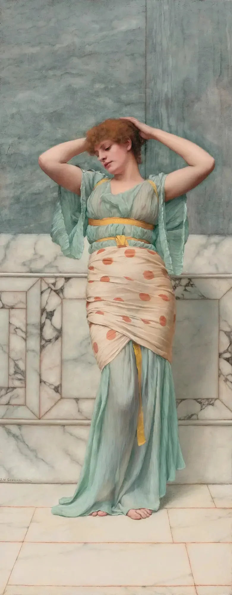 La beauté dans une pièce en marbre - John William Godward image 1 reproduction réalisée par Alpha Reproduction