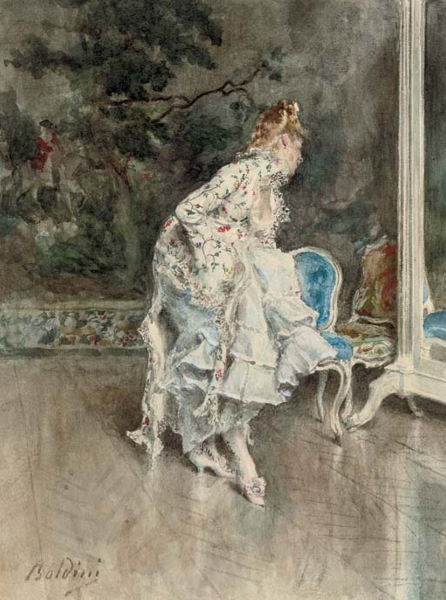 La beauté devant le miroir - Giovanni Boldini image 1 reproduction artisanale de tableau