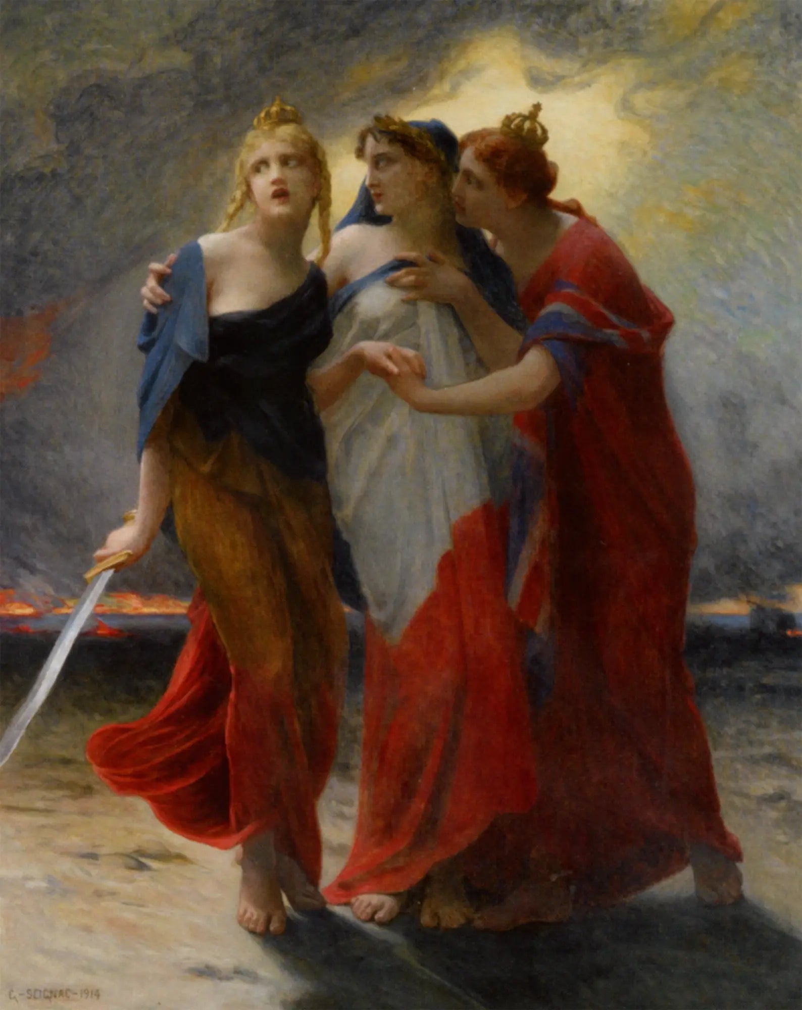 La Belgique, la France et l'Angleterre devant l'invasion Allemande - Guillaume Seignac image 1 copie peinte à la main à l’huile