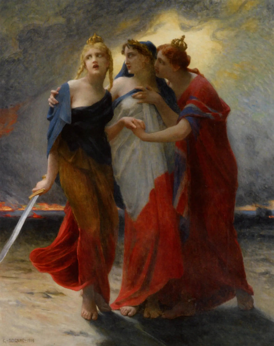 La Belgique, la France et l'Angleterre devant l'invasion Allemande - Guillaume Seignac image 1 copie peinte à la main à l’huile