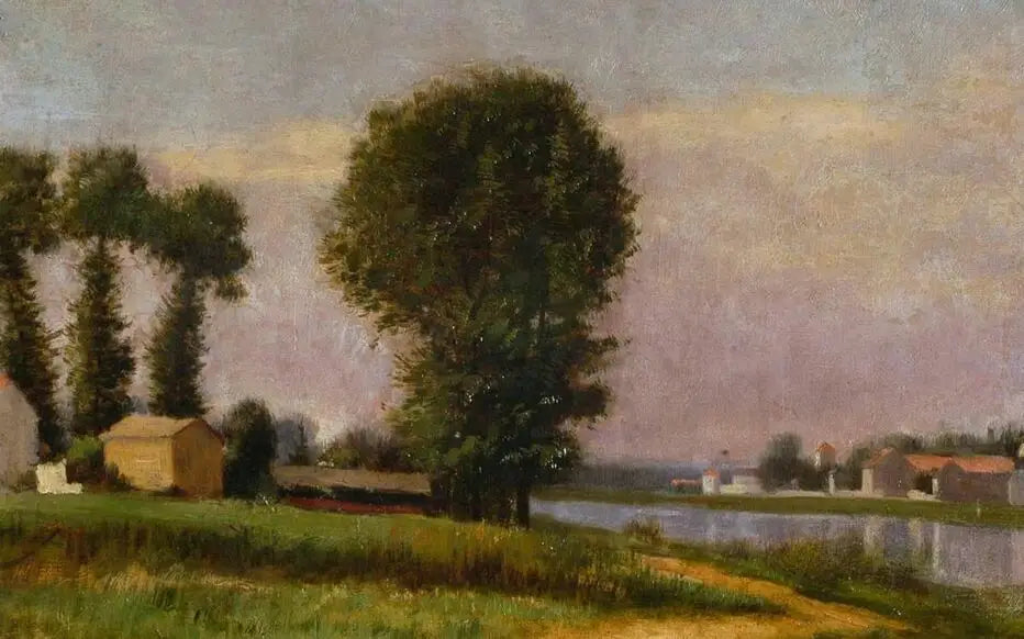 La berge du Petit Gennevilliers et la Seine - Gustave Caillebotte image 1 reproduction de peinture à l’huile