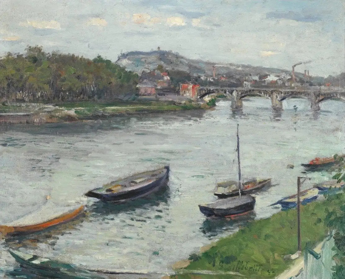 La Berge et le Pont d'Argenteuil - Gustave Caillebotte image 1 copie de tableau peinte à la main