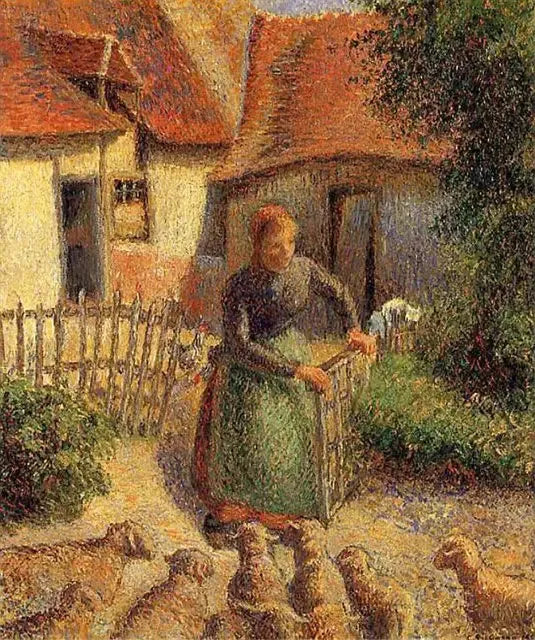La Bergère locataire des moutons - Camille Pissarro image 1 tableau peint à l’huile sur toile