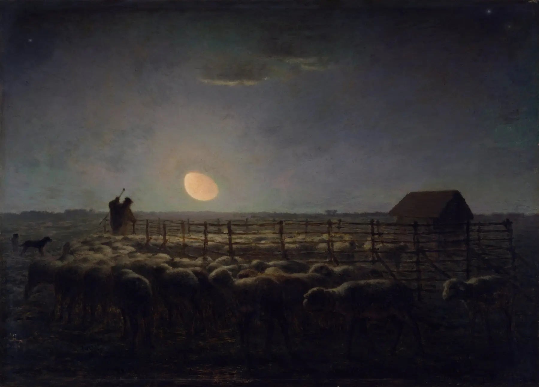 La Bergerie, Clair de Lune - Jean-François Millet image 1 copie de tableau peinte à la main