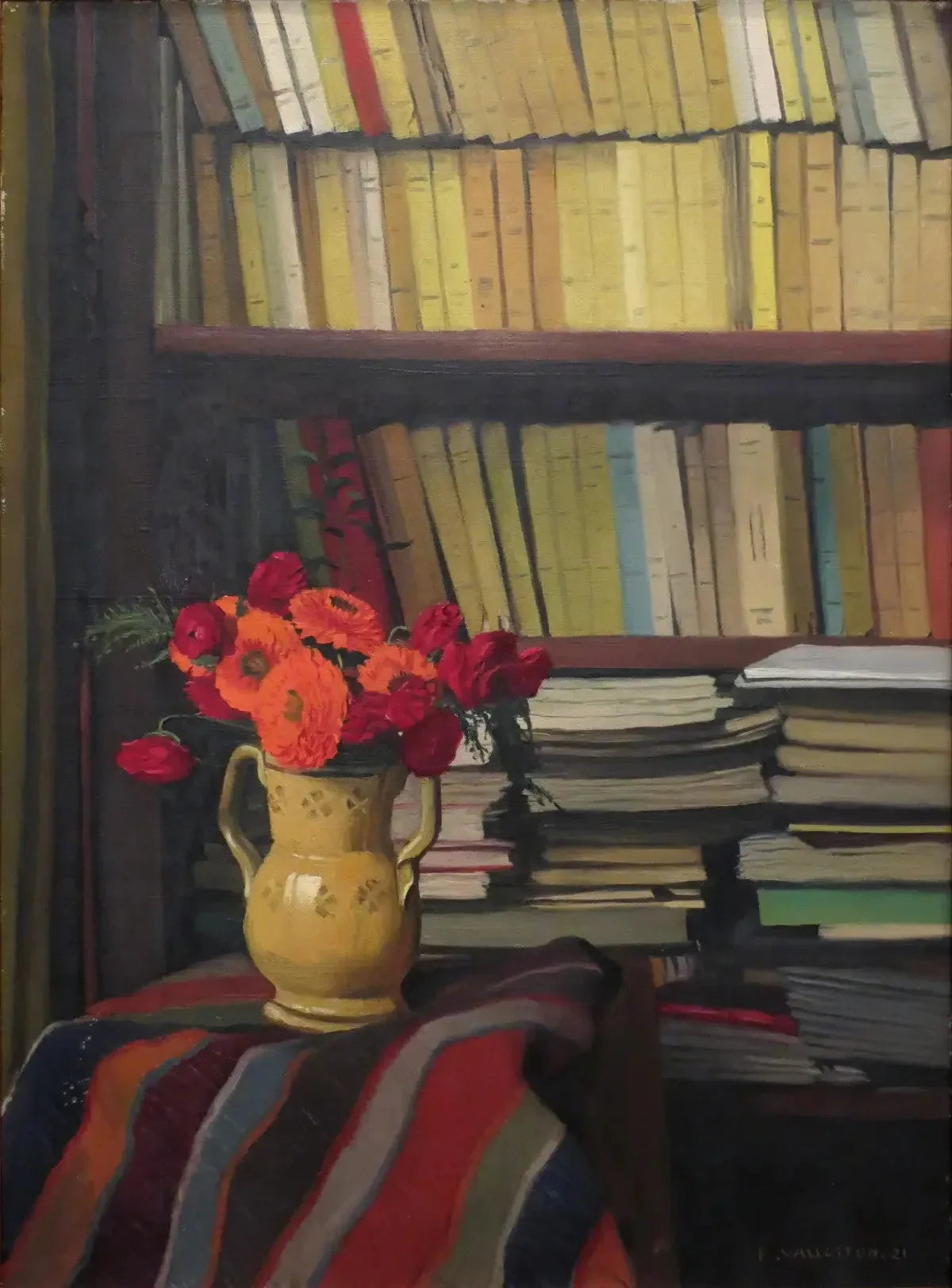 La Bibliothèque (nature morte) - Félix Vallotton image 1 reproduction de peinture à l’huile