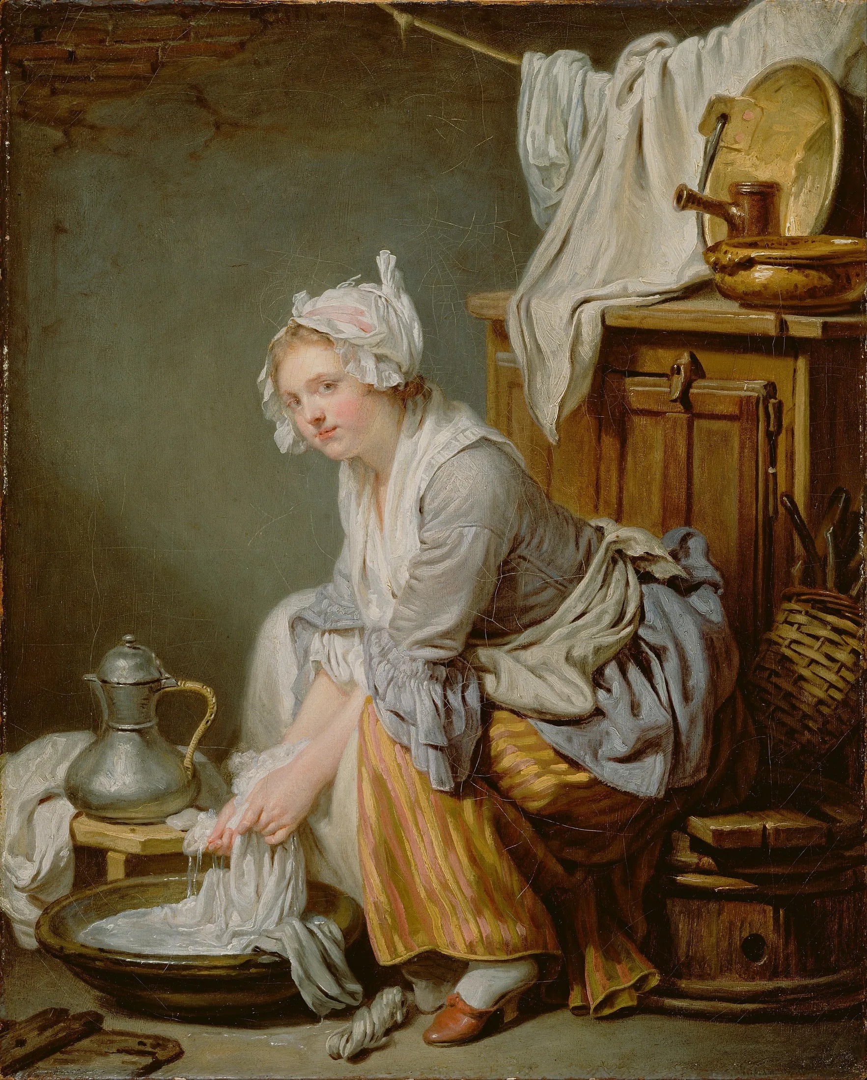La Blanchisseuse - Jean-Baptiste Greuze image 1 copie de tableau peinte à la main