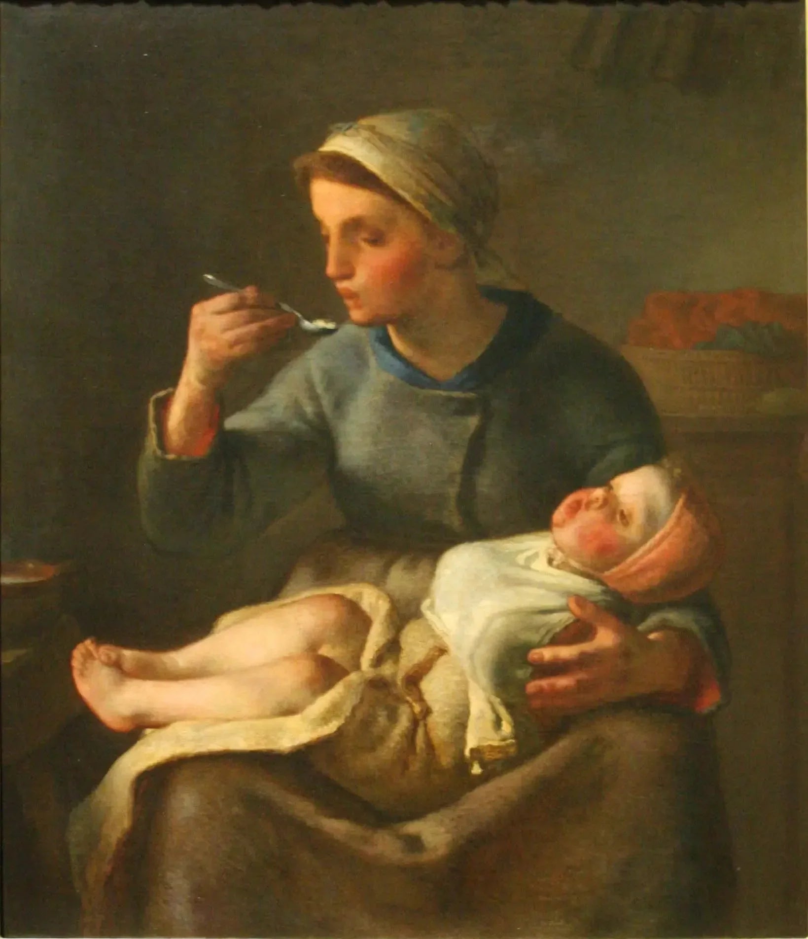 La bouillie - Jean-François Millet image 1 copie de tableau peinte à la main