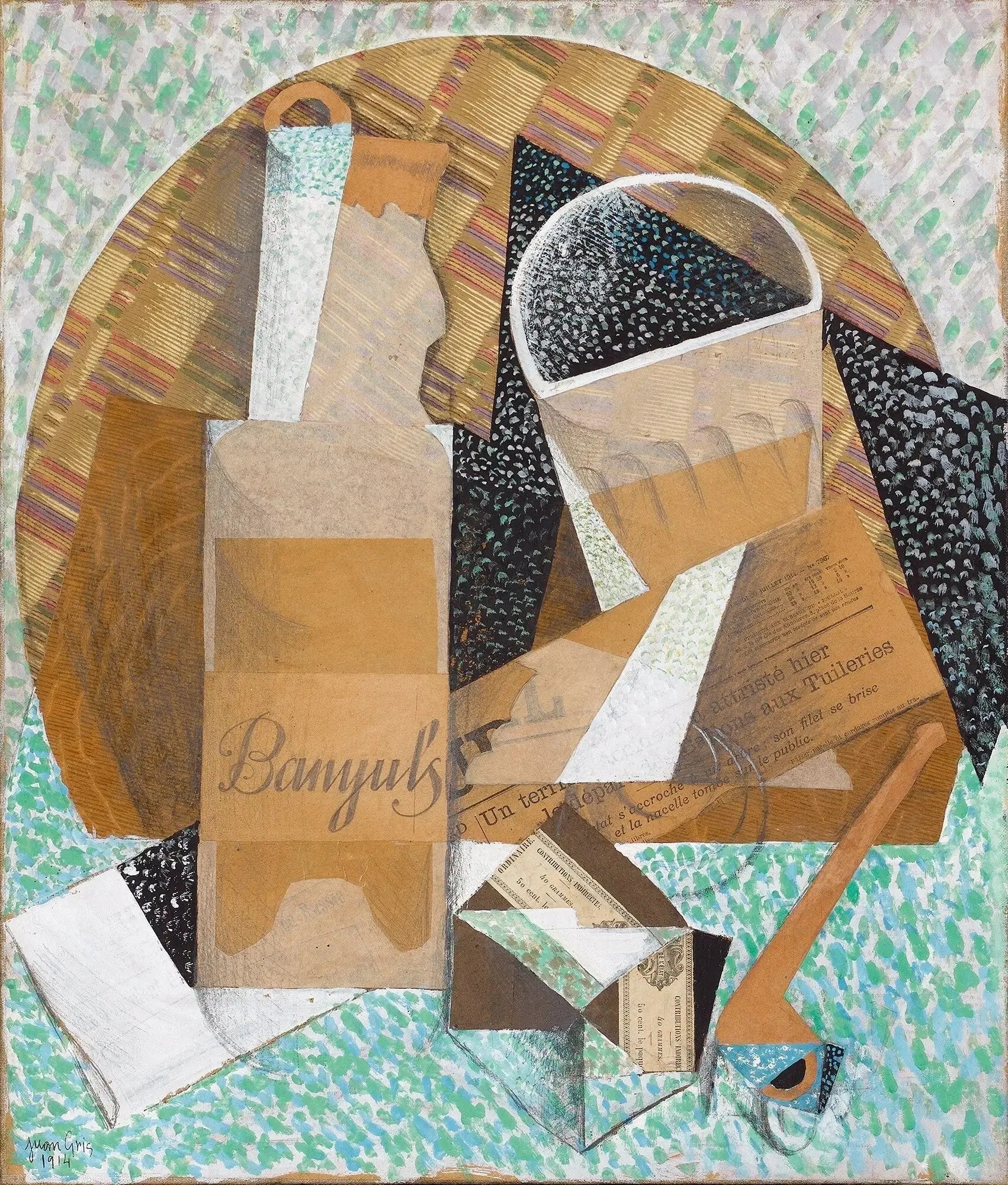 La bouteille de Banyuls - Juan Gris image 1 copie peinte à la main à l’huile