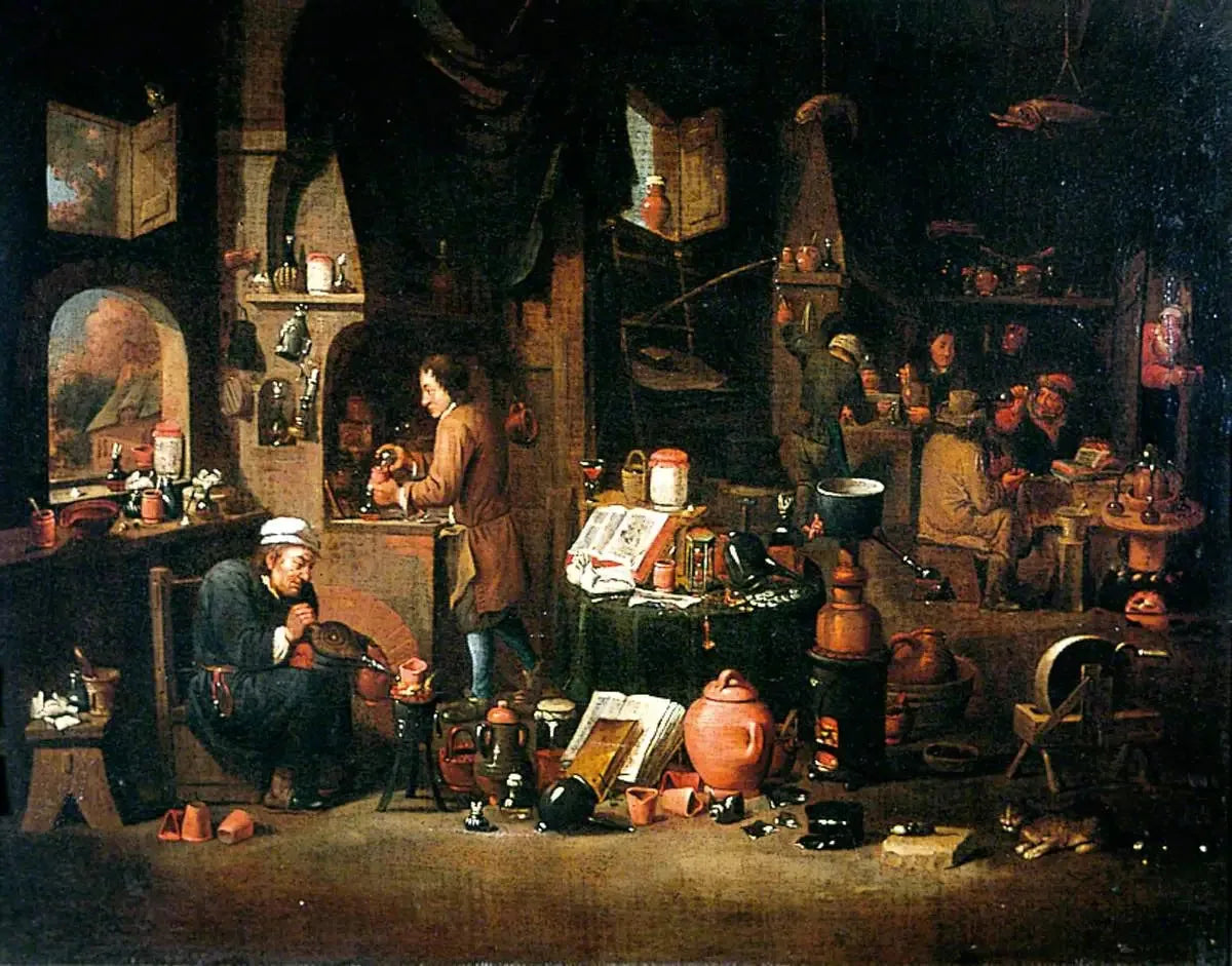 La boutique du docteur - David Teniers le Jeune image 1 reproduction artisanale de tableau
