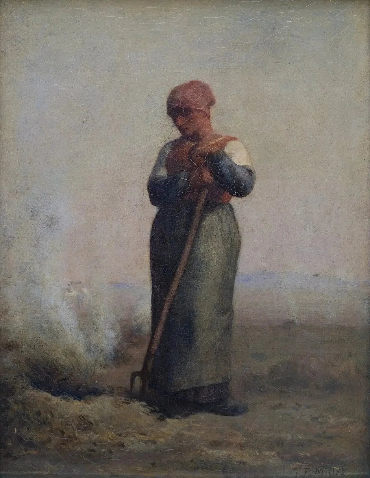 La Brûleuse d'herbes - Jean-François Millet image 1 copie peinte à la main à l’huile