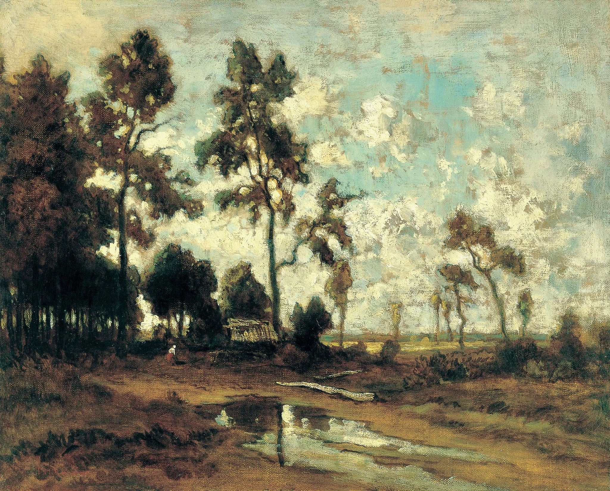 La cabane du charbon de bois dans la forêt de Fontainebleau - Théodore Rousseau image 1 copie de tableau peinte à la main