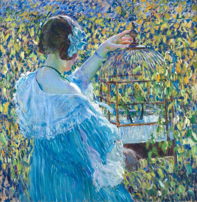 La cage à oiseaux - Frederick Carl Frieseke image 1 copie de tableau peinte à la main