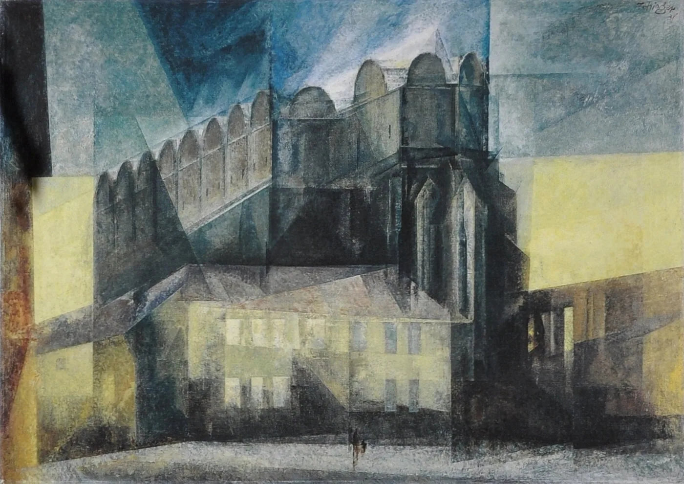 La cathédrale de Halle - Lyonel Feininger image 1 copie peinte à la main à l’huile