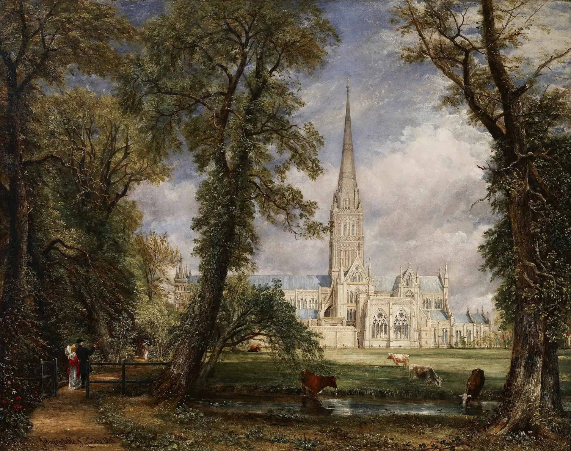 La Cathédrale de Salisbury vues des jardins de l'évêque - John Constable image 1 copie peinte à la main à l’huile
