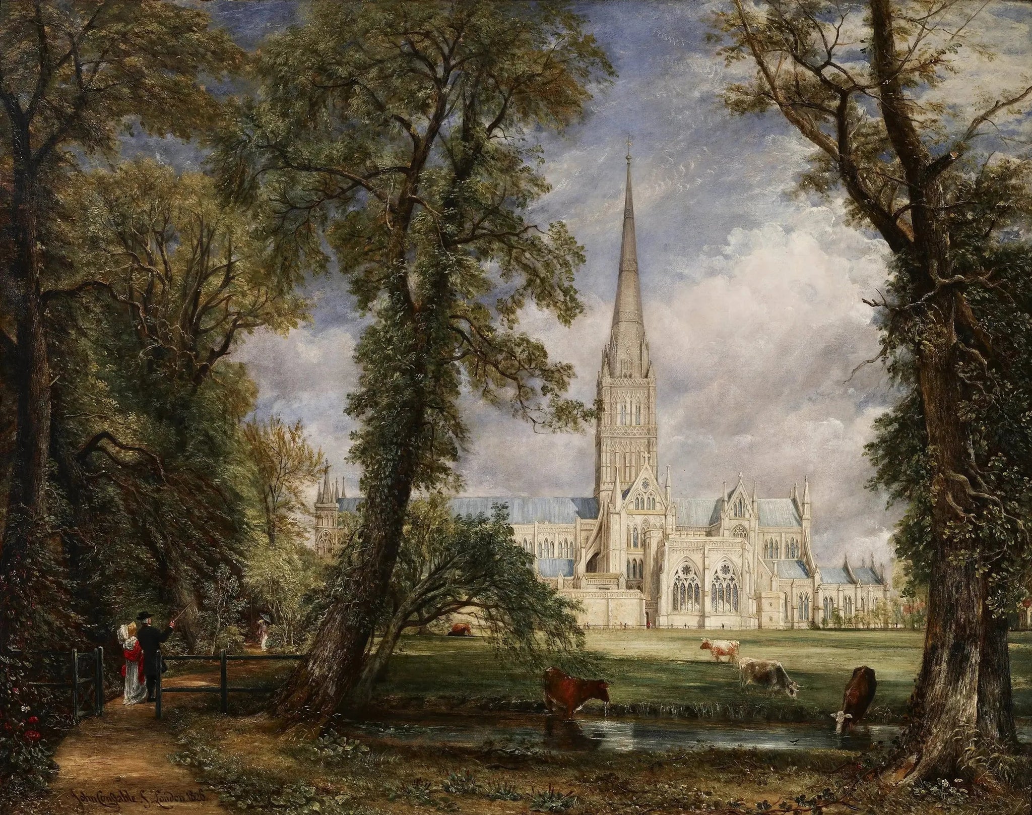 La Cathédrale de Salisbury vues des jardins de l'évêque - John Constable image 1 copie peinte à la main à l’huile
