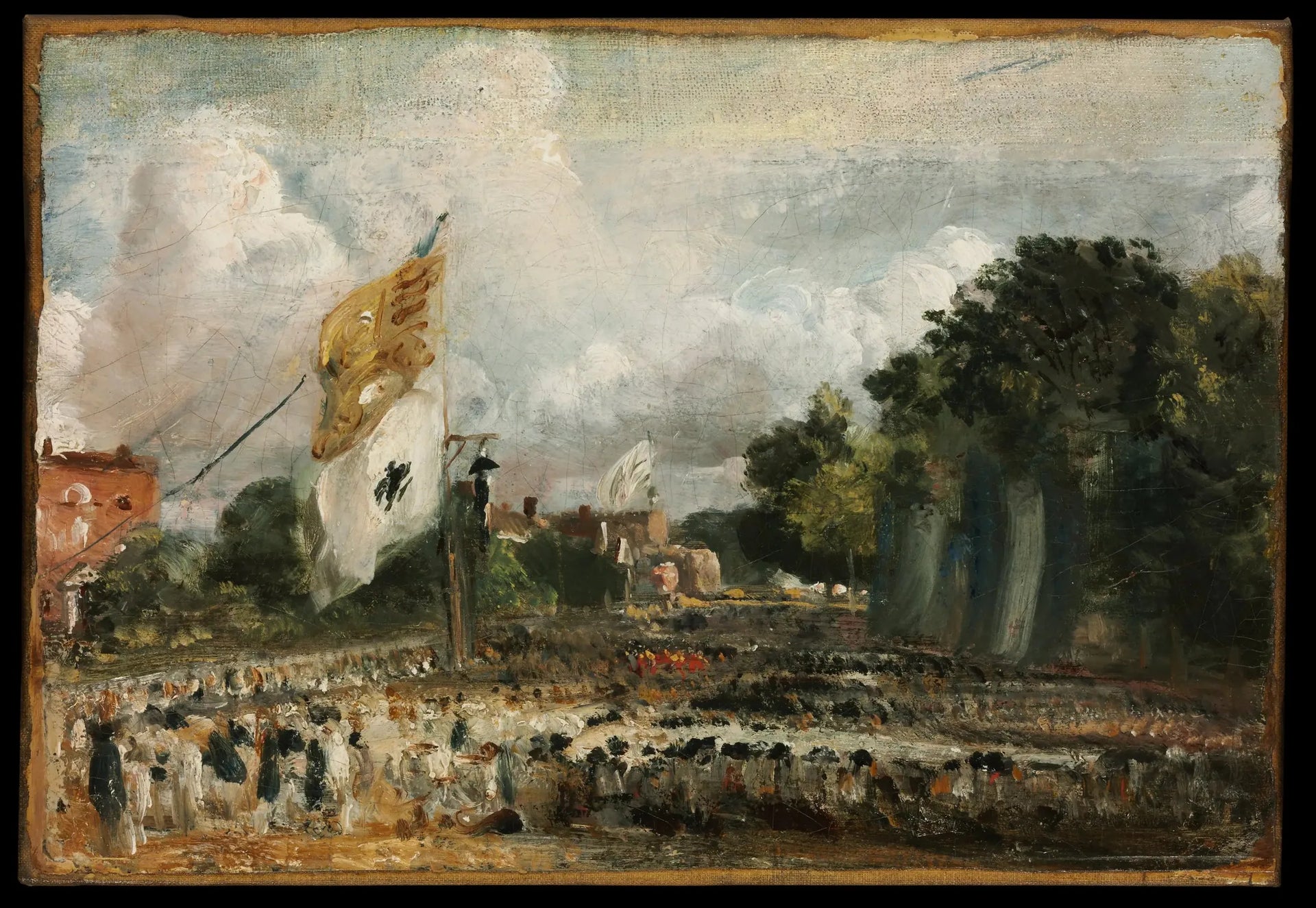 La célébration à East Bergholt de la paix de 1814 conclue à Paris entre la France et les puissances alliées - John Constable image 1 reproduction artisanale de tableau