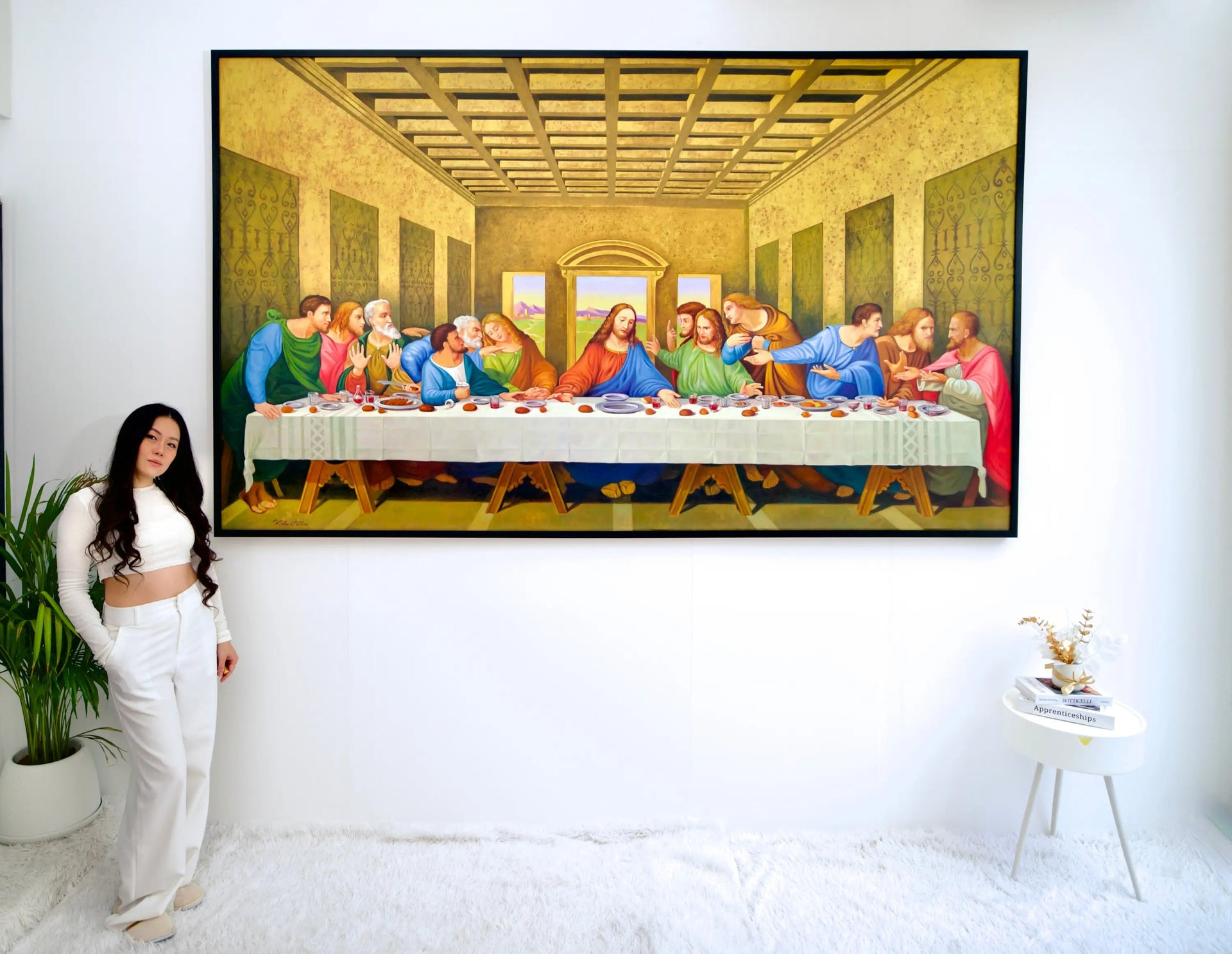 La Cène – Une réinterprétation du chef-d'œuvre de Léonard de Vinci par Master Apollon | 270 x 160 cm image 2 reproduction artisanale de tableau