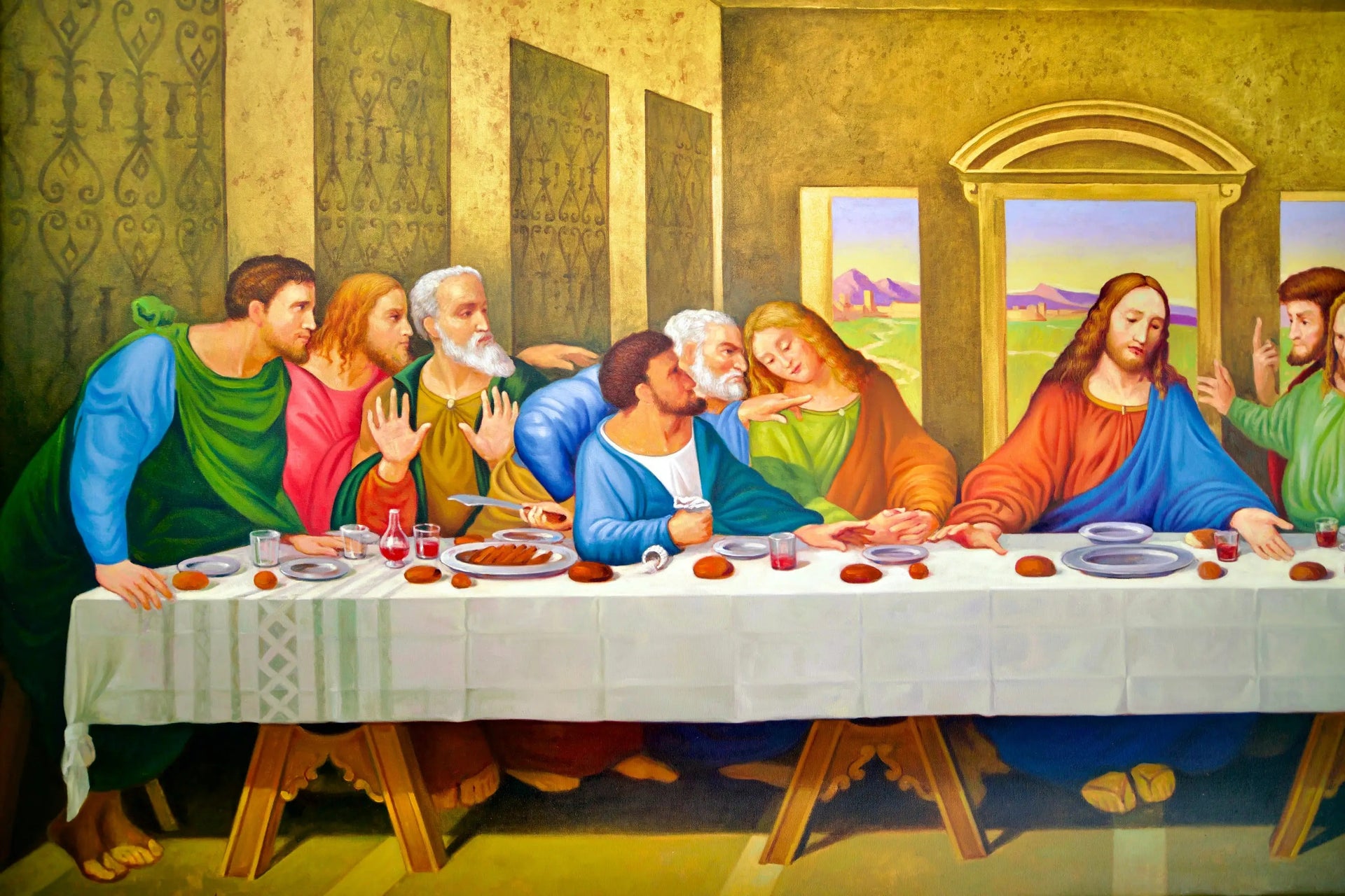 La Cène – Une réinterprétation du chef-d'œuvre de Léonard de Vinci par Master Apollon | 270 x 160 cm image 5 reproduction réalisée par Alpha Reproduction